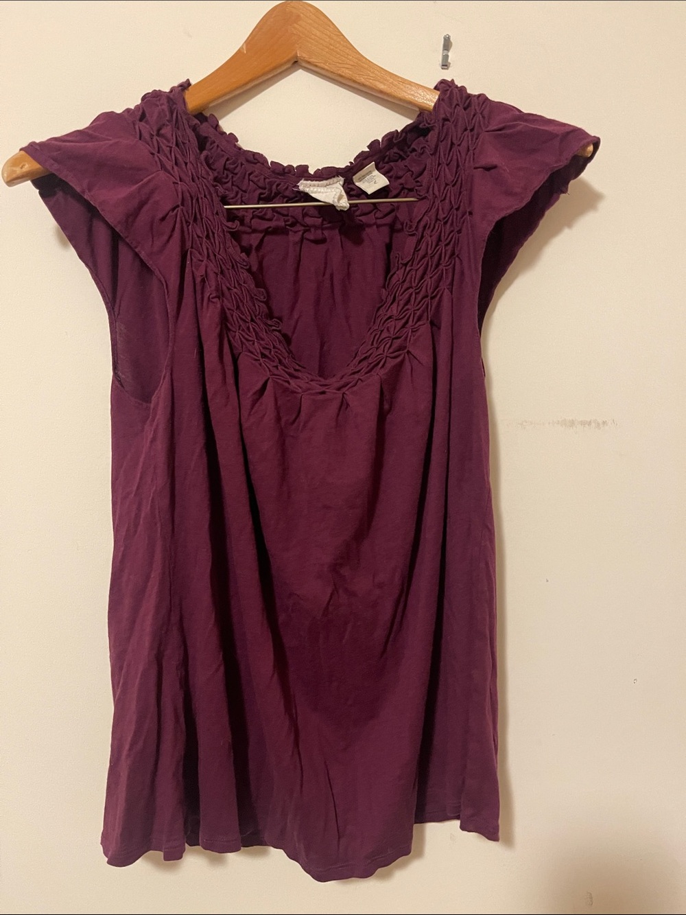 Purple Smocked V-Neck Women’s Top